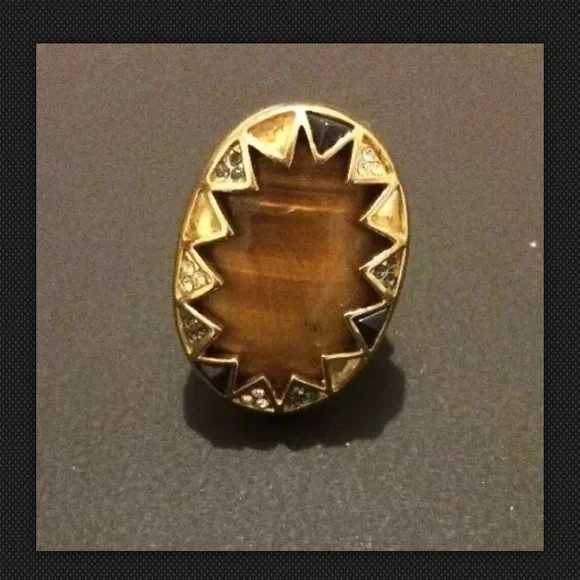 House Of Harlow Tigers Eye Geometric Ring Size 6 - Picture 2 of 3
